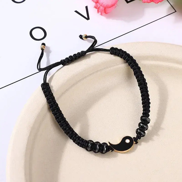 Yin yang y2k couple bracelet for fashion-forward duos - black - necklace