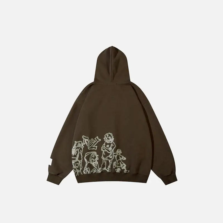 Youth life y2k oversized hoodie jacket in cotton and polyester - hoodies