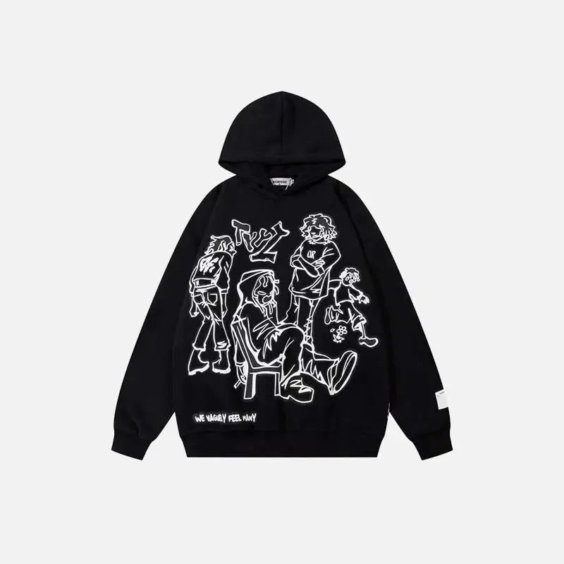 Youth life y2k oversized hoodie jacket in cotton and polyester - black / s - hoodies