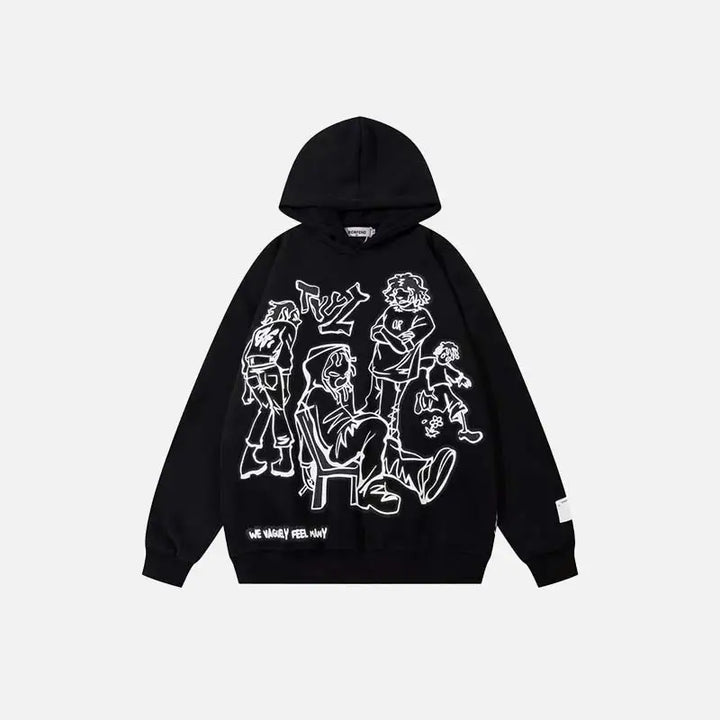 Youth life y2k oversized hoodie jacket in cotton and polyester - black / s - hoodies