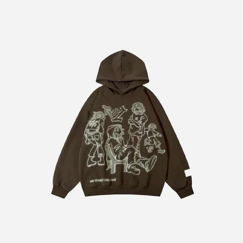 Youth life y2k oversized hoodie jacket in cotton and polyester - brown / s - hoodies