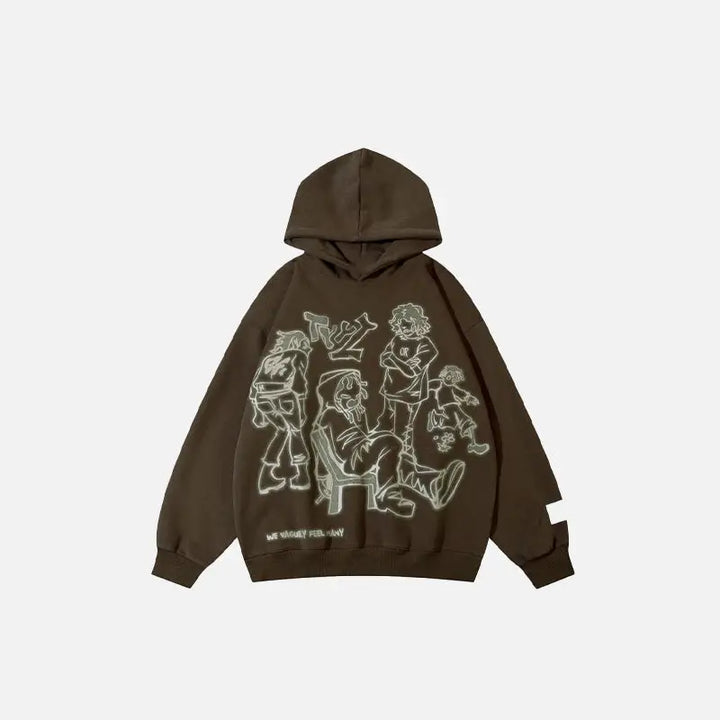 Youth life y2k oversized hoodie jacket in cotton and polyester - brown / s - hoodies