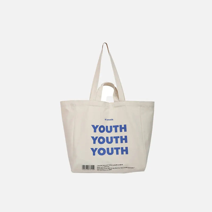 Youth y2k tote bag for streetwear style and durability - horizontal