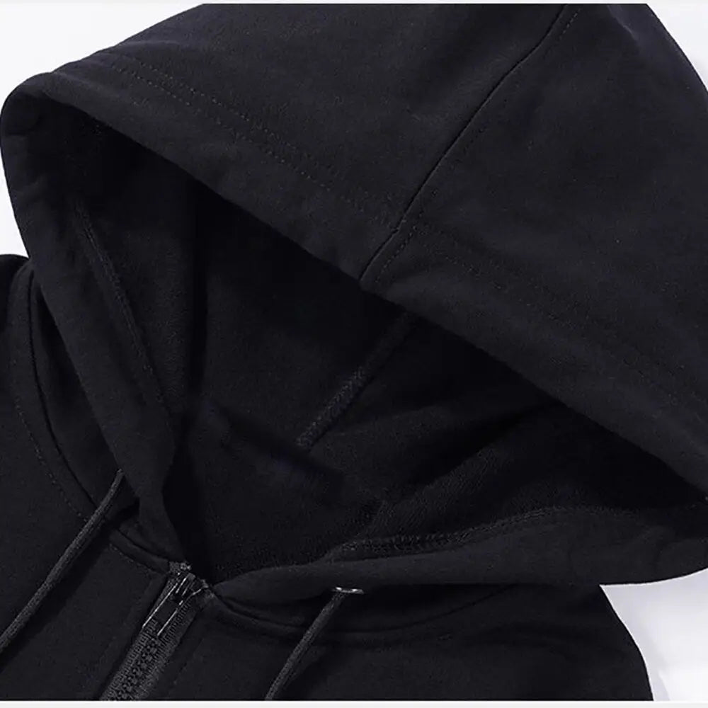 Y2k zip cardigan hoodie in solid black for effortless style - hoodies