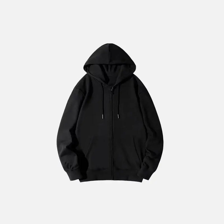Y2k zip cardigan hoodie in solid black for effortless style - s - hoodies
