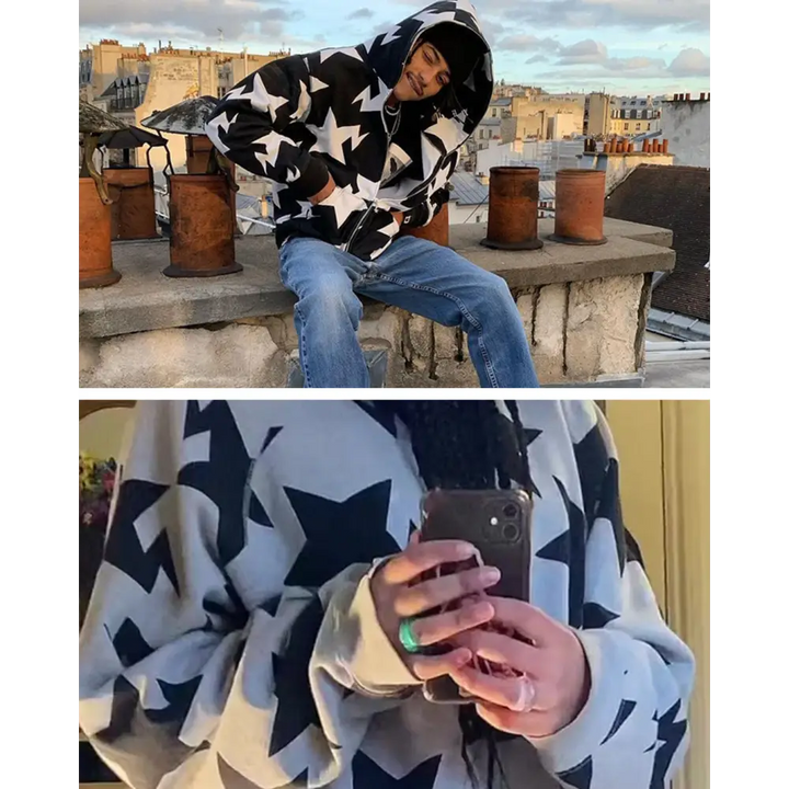 Y2k zipped hoodie for comfortable 2000s streetwear style - hoodies