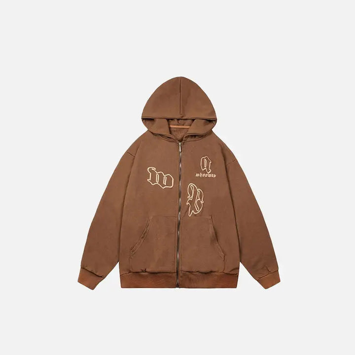 San andreas y2k loose zipped hoodie for style and comfort - auburn / m - hoodies