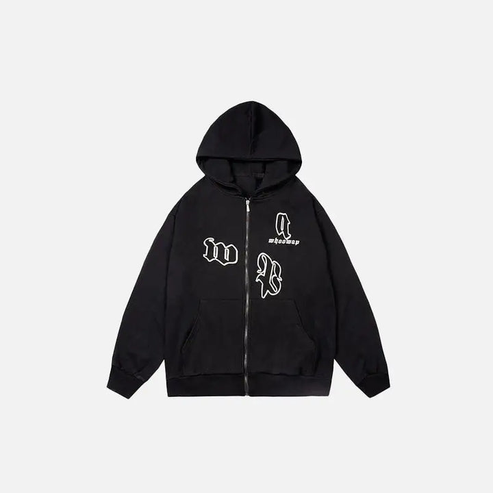 San andreas y2k loose zipped hoodie for style and comfort - black / m - hoodies