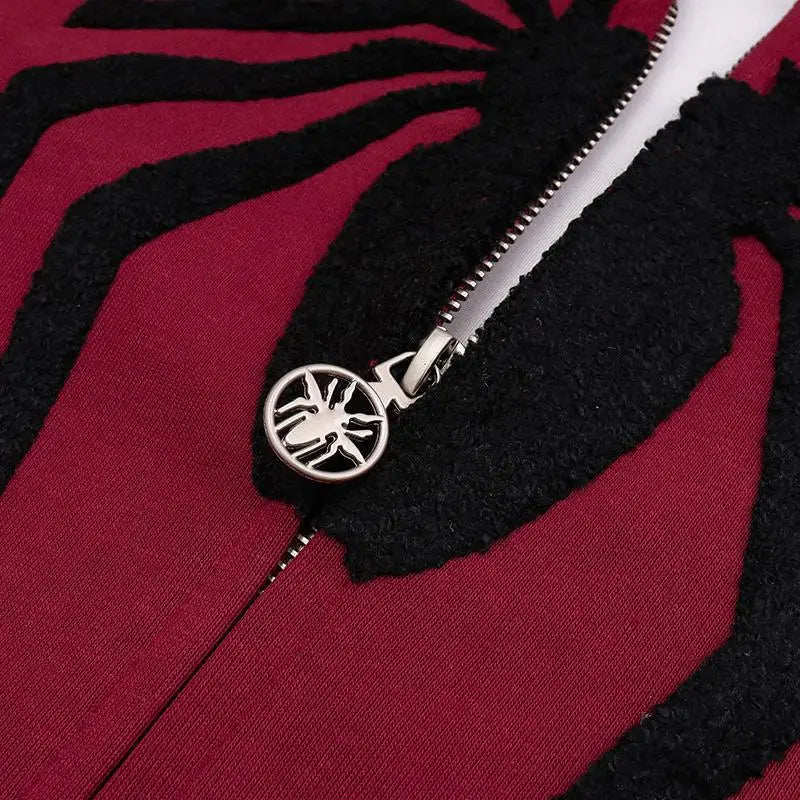 Y2k spider mask zip hoodie for stylish comfort - hoodies