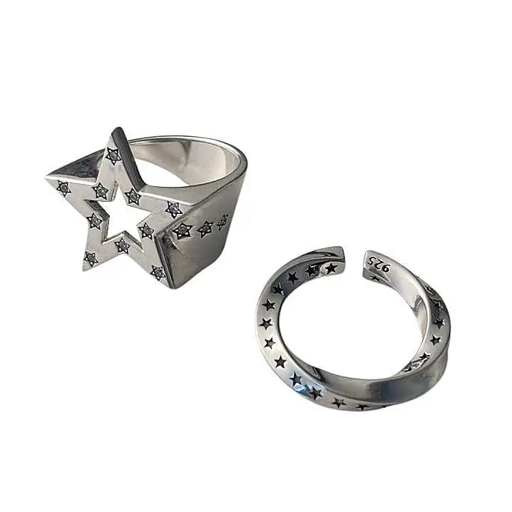 Y2k star-shaped rhinestone ring for unique jacket accessories - ring