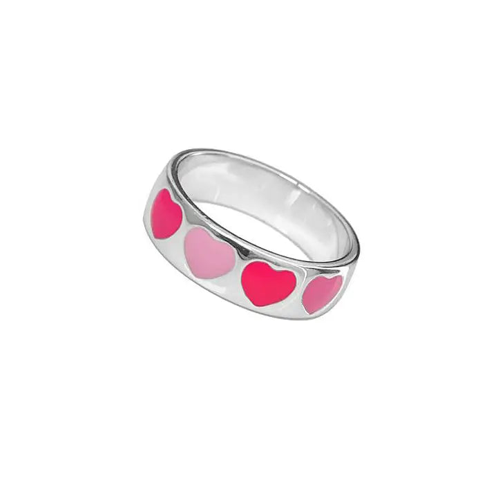 Y2k two-tone heart ring perfect for sizes 6-8 stylish accessory - ring