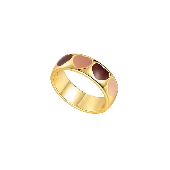 Y2k two-tone heart ring perfect for sizes 6-8 stylish accessory - ring