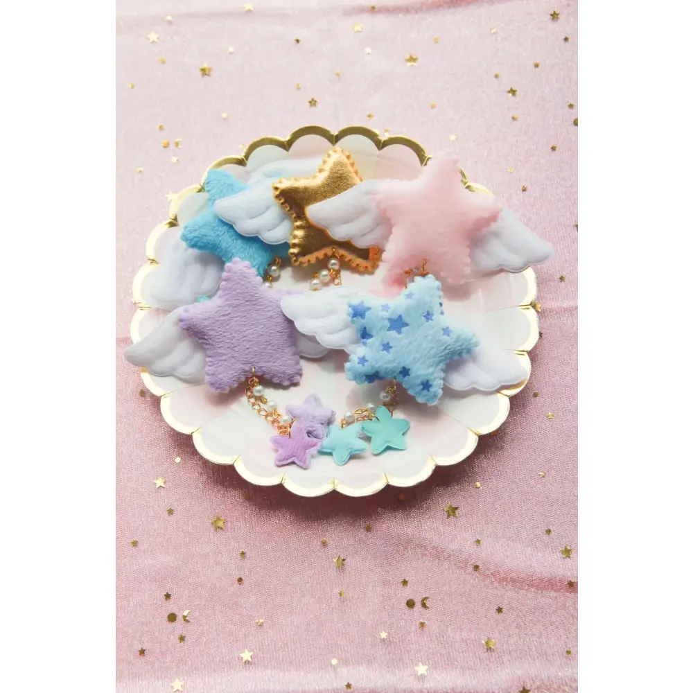 2 pcs kawaii sweet angle star tassels cute hair clip - clips