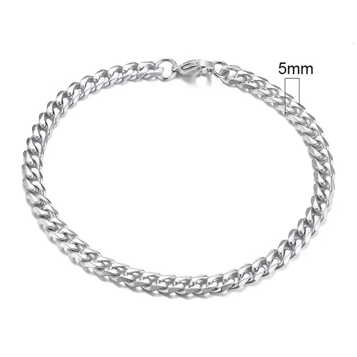 3-11mm curb stainless stain link chain bracelet y2k - 5mmsilver / 18cm - bracelets