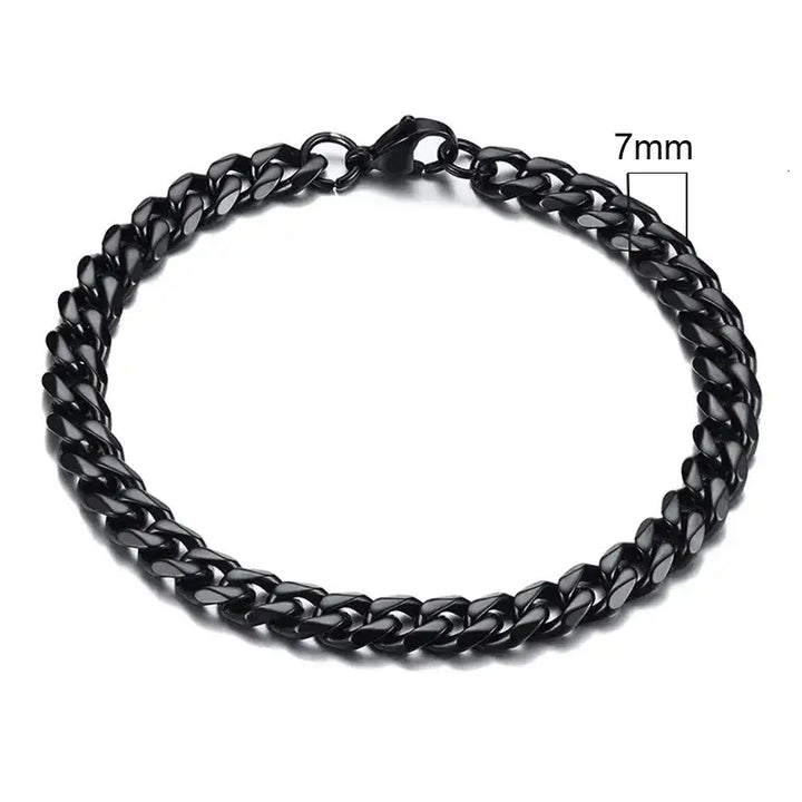 3-11mm curb stainless stain link chain bracelet y2k - 7mm black / 18cm - bracelets