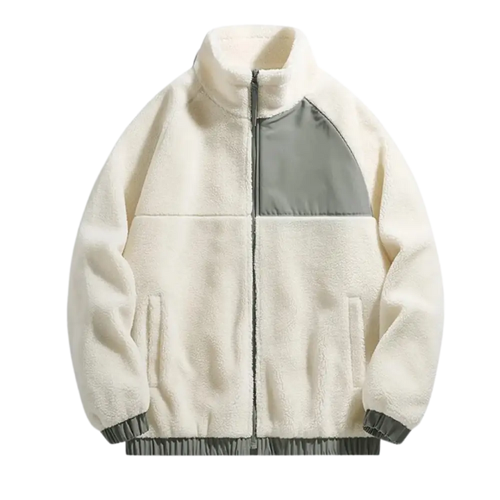500gsm 100% cotton fleece y2k jacket - beige khaki green / s