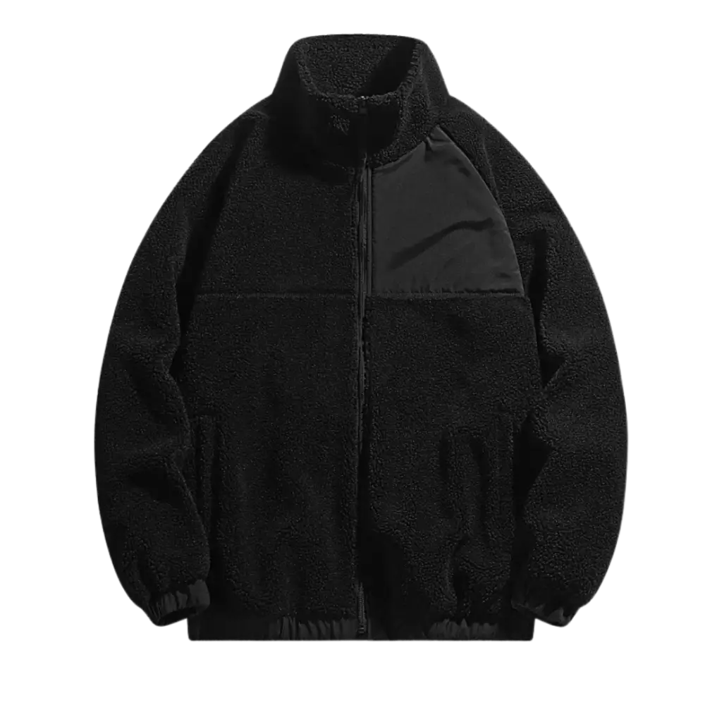 500gsm 100% cotton fleece y2k v2 jacket - black grey / s