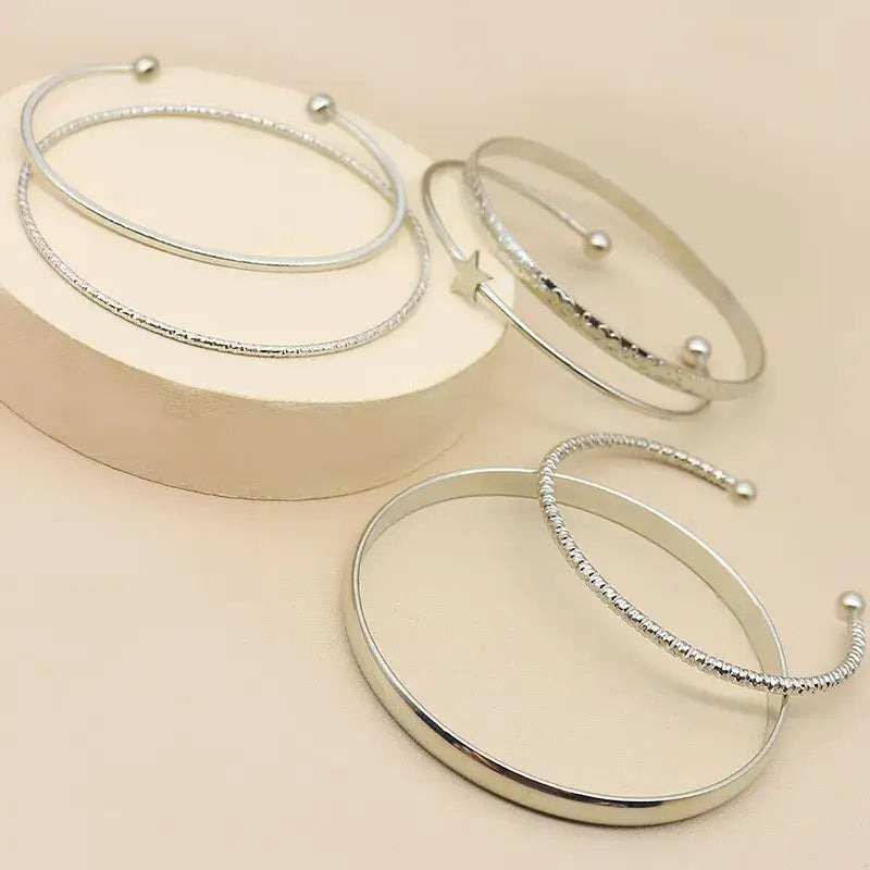 6 pieces set galactic bracelets y2k - silver