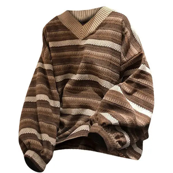 80’s grandma v-neck sweater - m / brown - sweaters