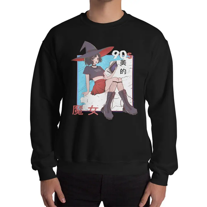 90’s aesthetic witch sweatshirt - black / s