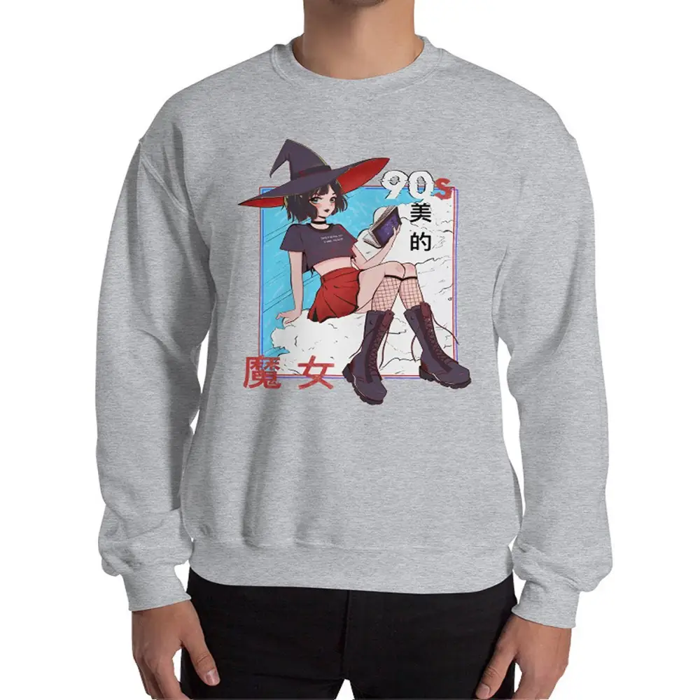 90’s aesthetic witch sweatshirt - sport grey / s