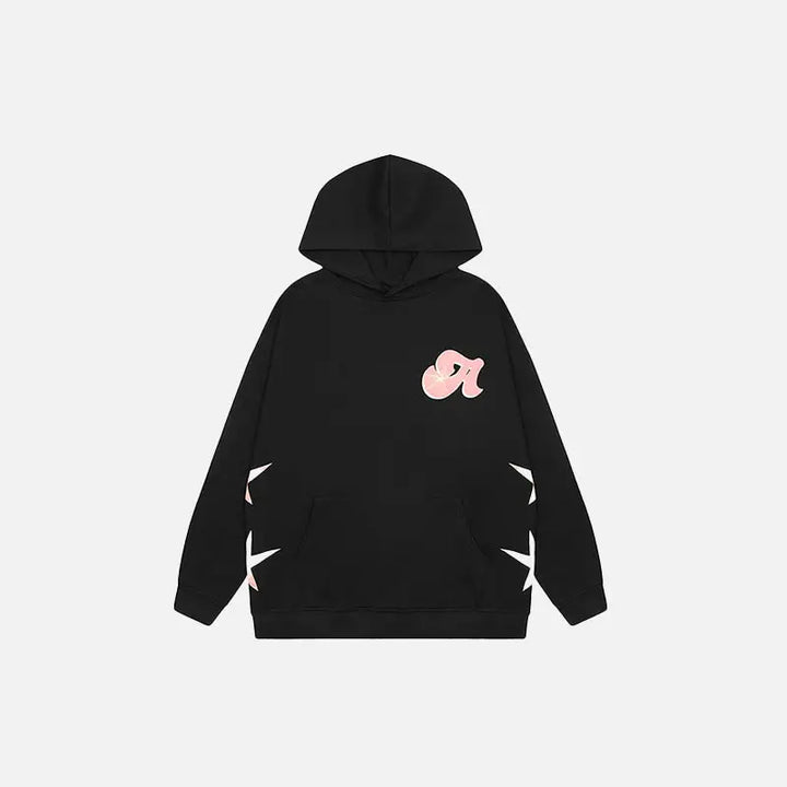 A star graphic print hoodie y2k - black / m - hoodies