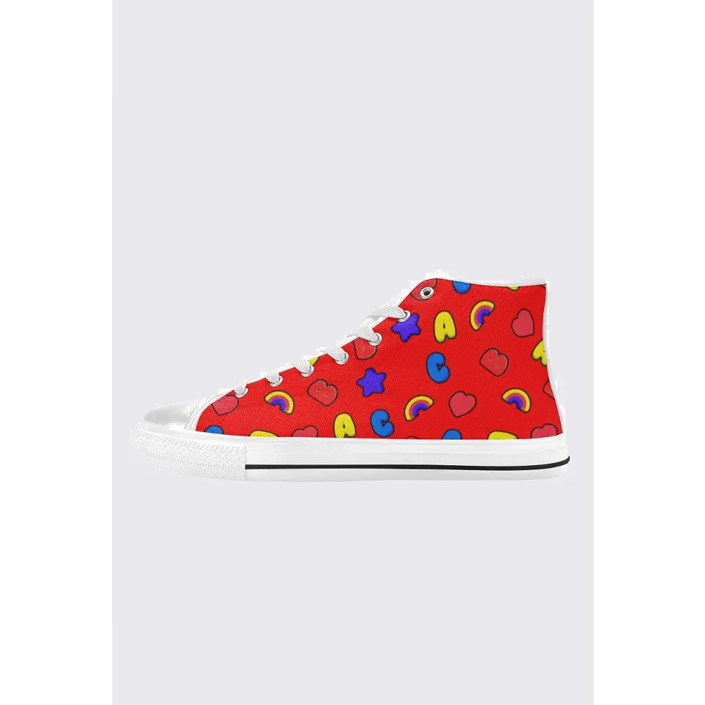 Abc red kidcore classic high top canvas womens shoes - us6 - women’s (017)