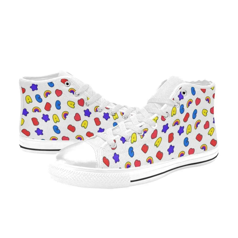 Abc white classic women’s high top canvas shoes - (017)