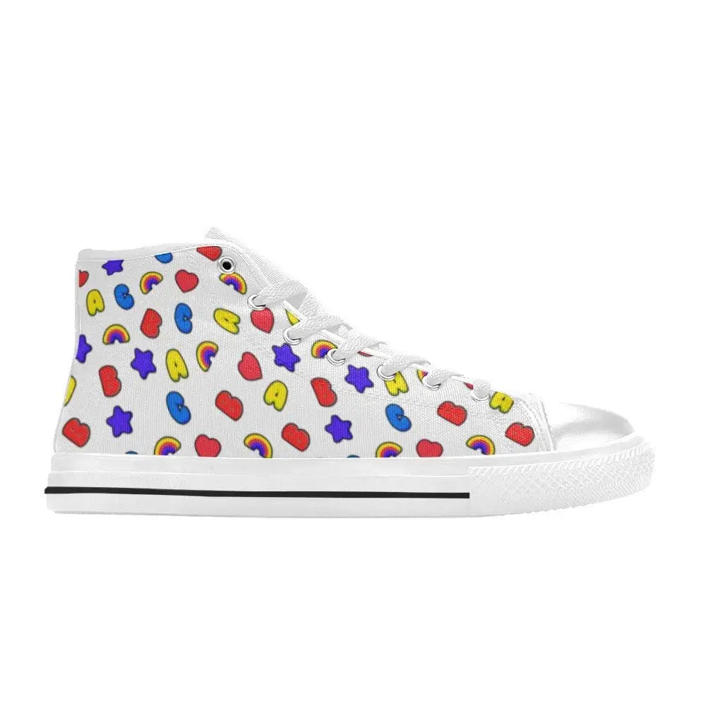 Abc white classic women’s high top canvas shoes - (017)