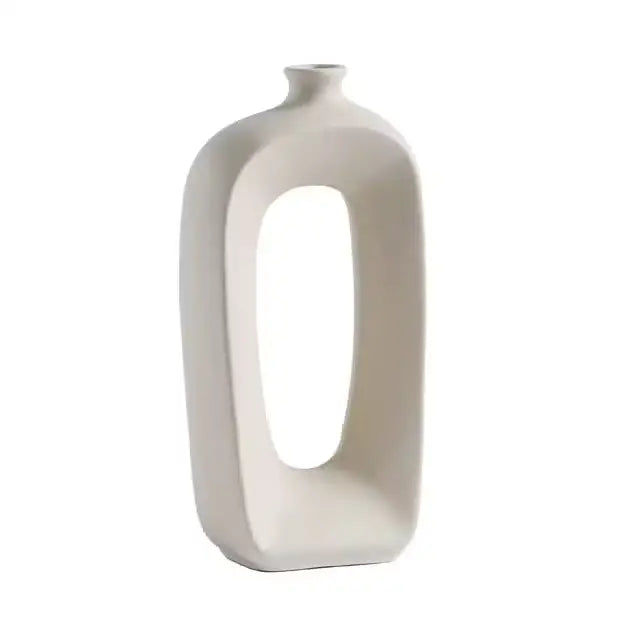 Abstract ceramic hollow vase - a / white