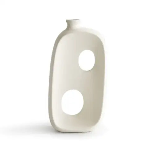 Abstract ceramic hollow vase - b / white