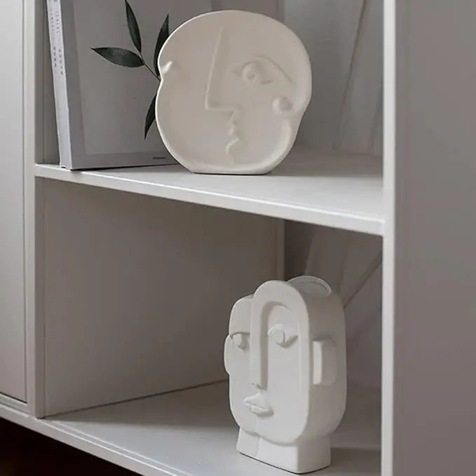 Abstract face ceramic vase for aesthetic room decor