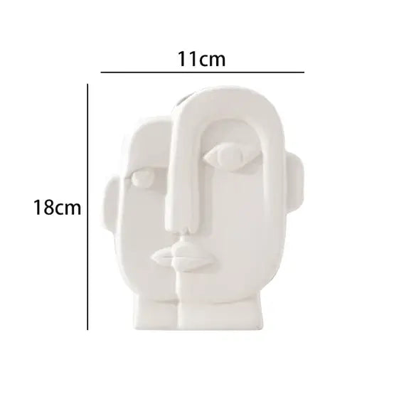 Abstract face ceramic vase for aesthetic room decor