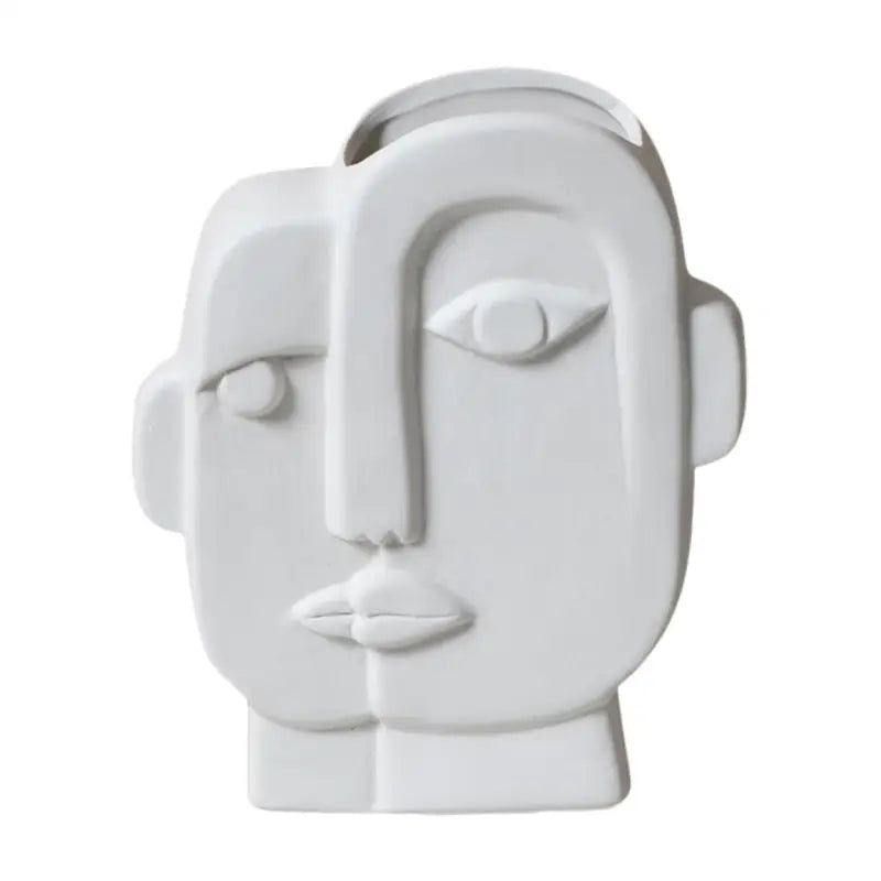 Abstract face ceramic vase - b