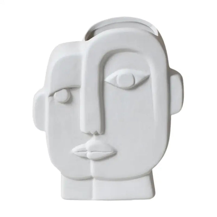 Abstract face ceramic vase for aesthetic room decor - b