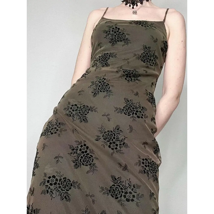 Academia grunge vintage maxi dress