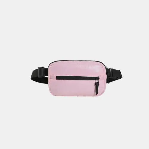 Acubi adjustable strap sling bag with two pocket zippers - blush pink / one size