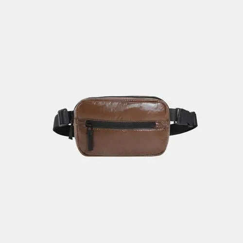 Acubi adjustable strap sling bag with two pocket zippers - coffee brown / one size