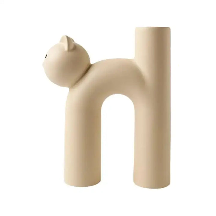 Aesthetic cat vase - beige