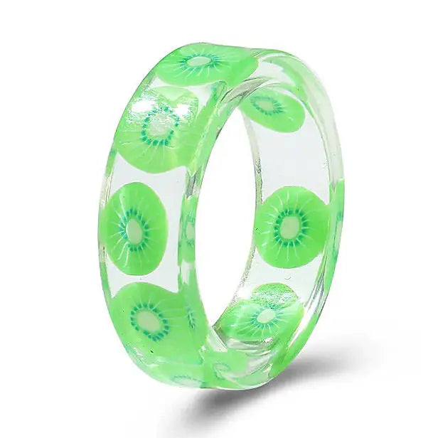 Y2k handmade clear fruits resin rings for chic accessories - ring