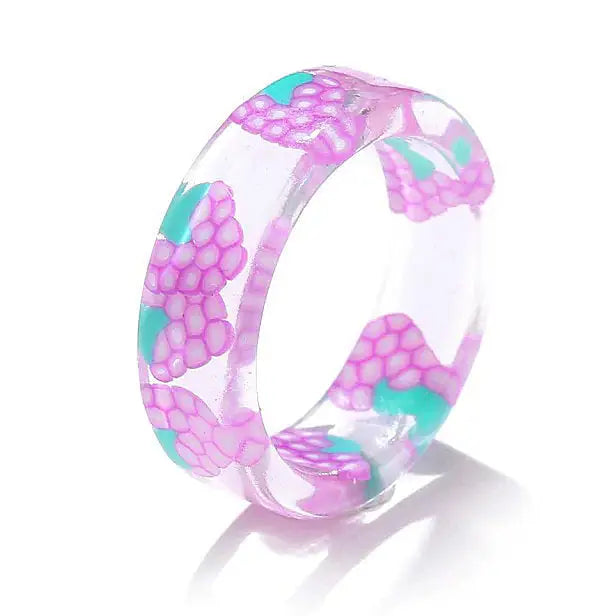 Y2k handmade clear fruits resin rings for chic accessories - ring