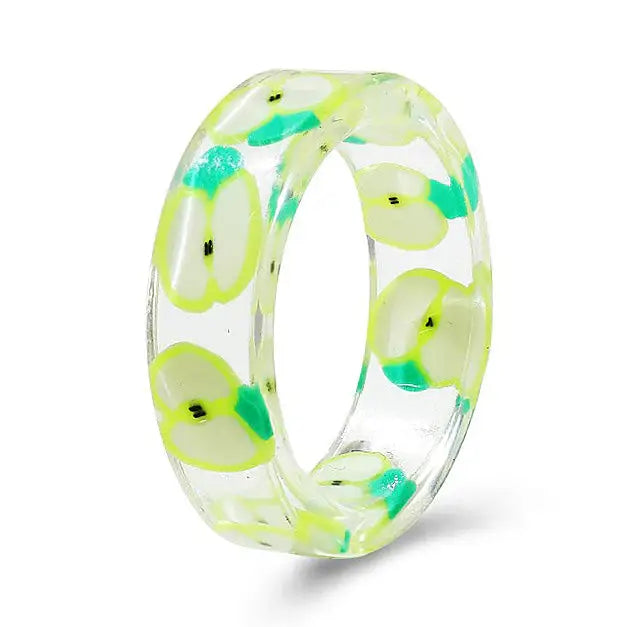 Y2k handmade clear fruits resin rings for chic accessories - ring