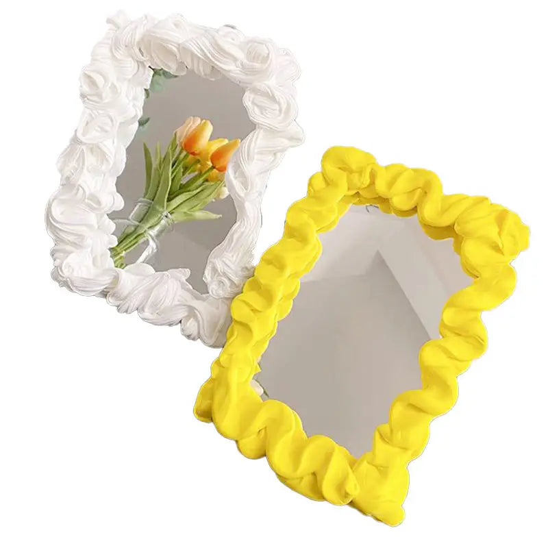 Aesthetic diy mirror kit with acrylic and air drying clay - face mirrors