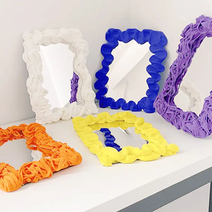 Aesthetic diy mirror kit with acrylic and air drying clay - face mirrors