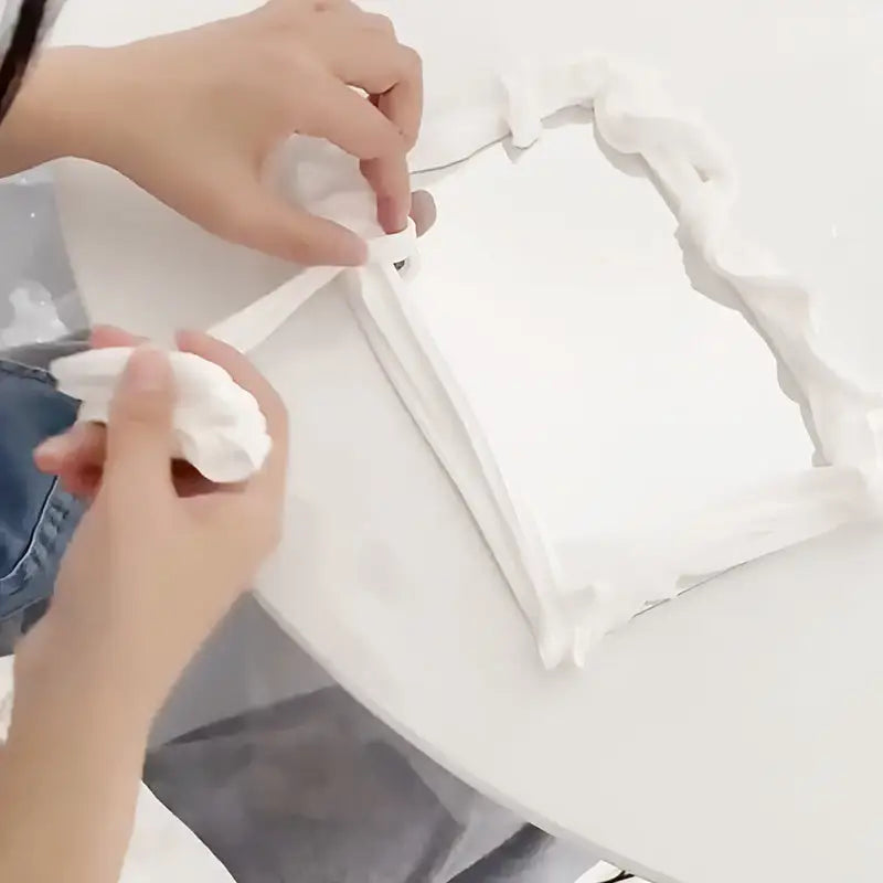 Aesthetic diy mirror kit with acrylic and air drying clay - face mirrors