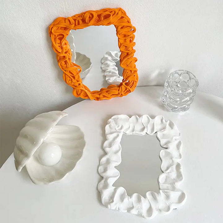 Aesthetic diy mirror kit with acrylic and air drying clay - face mirrors