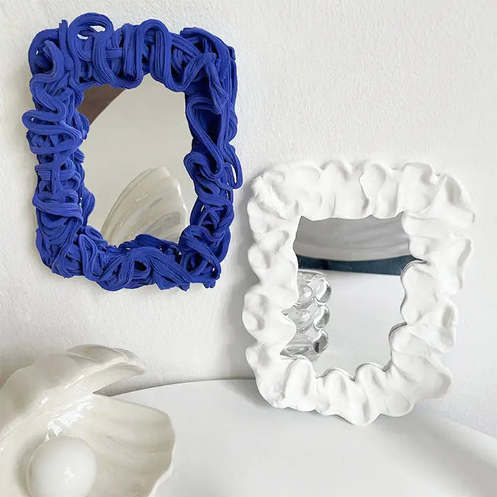 Aesthetic diy mirror kit with acrylic and air drying clay - face mirrors