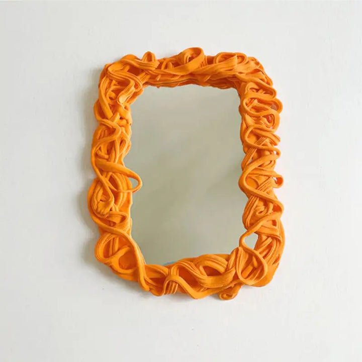 Aesthetic diy mirror kit with acrylic and air drying clay - orange - face mirrors