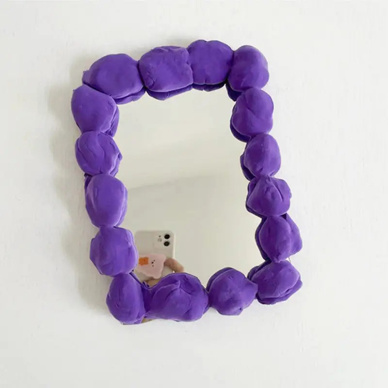 Aesthetic diy mirror kit with acrylic and air drying clay - purple - face mirrors