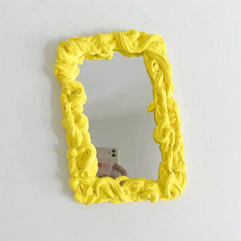 Aesthetic diy mirror kit with acrylic and air drying clay - yellow - face mirrors